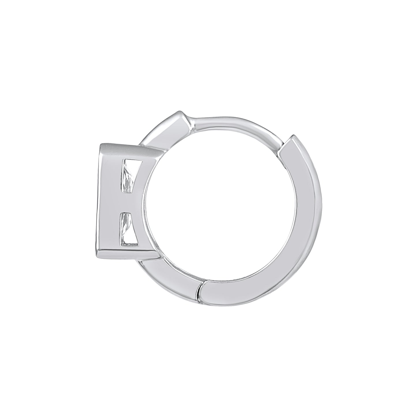 Crystal Frame Stud Look Hoop Earring Silver Plated Zircon Earring