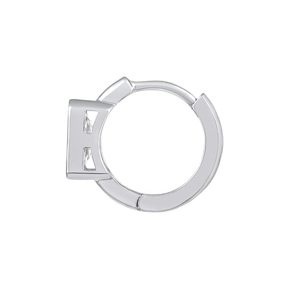 Crystal Frame Stud Look Hoop Earring Silver Plated Zircon Earring