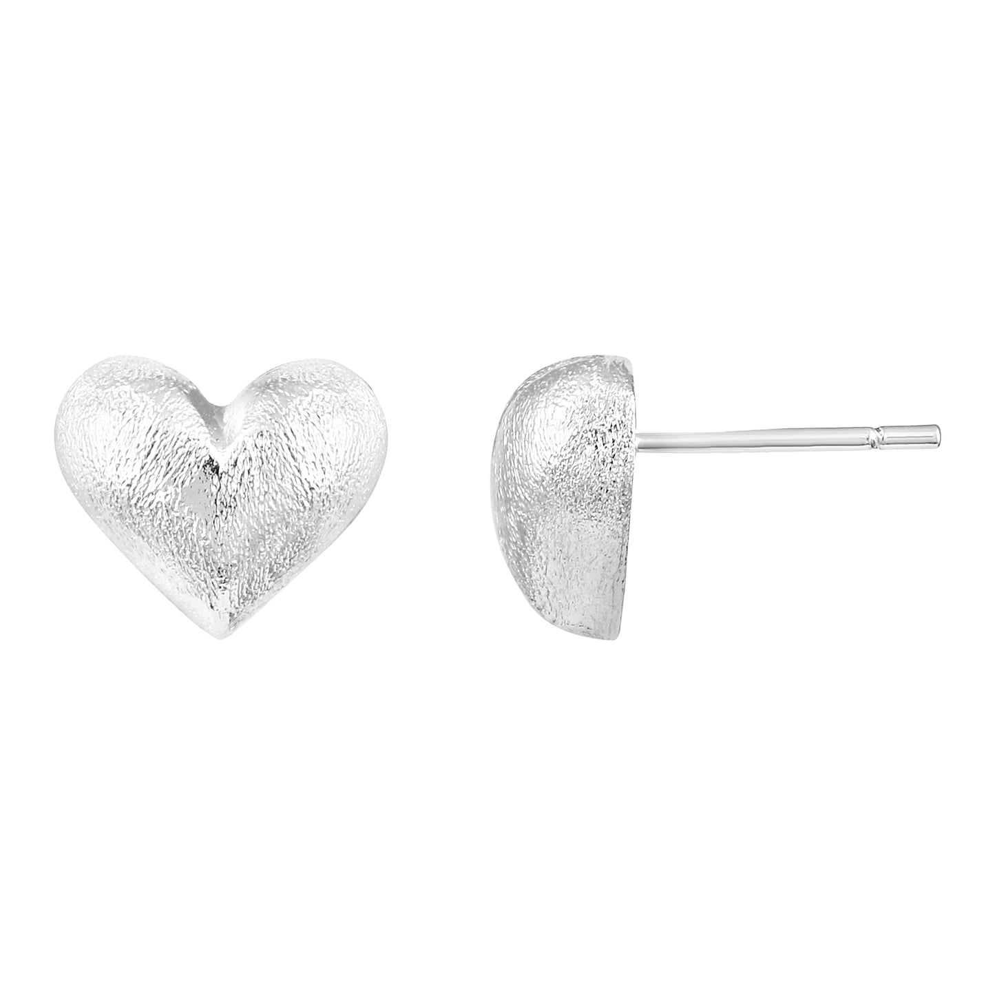 Heart Shape Textured Silver Plated Stud Earring
