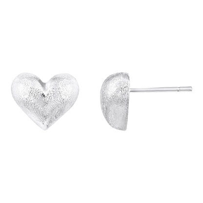 Heart Shape Textured Silver Plated Stud Earring