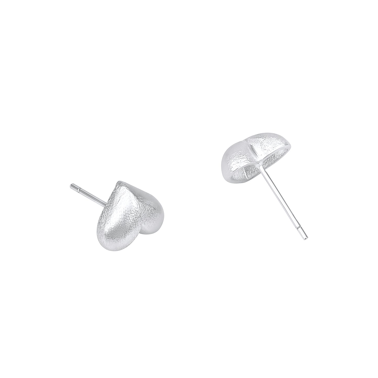 Heart Shape Textured Silver Plated Stud Earring