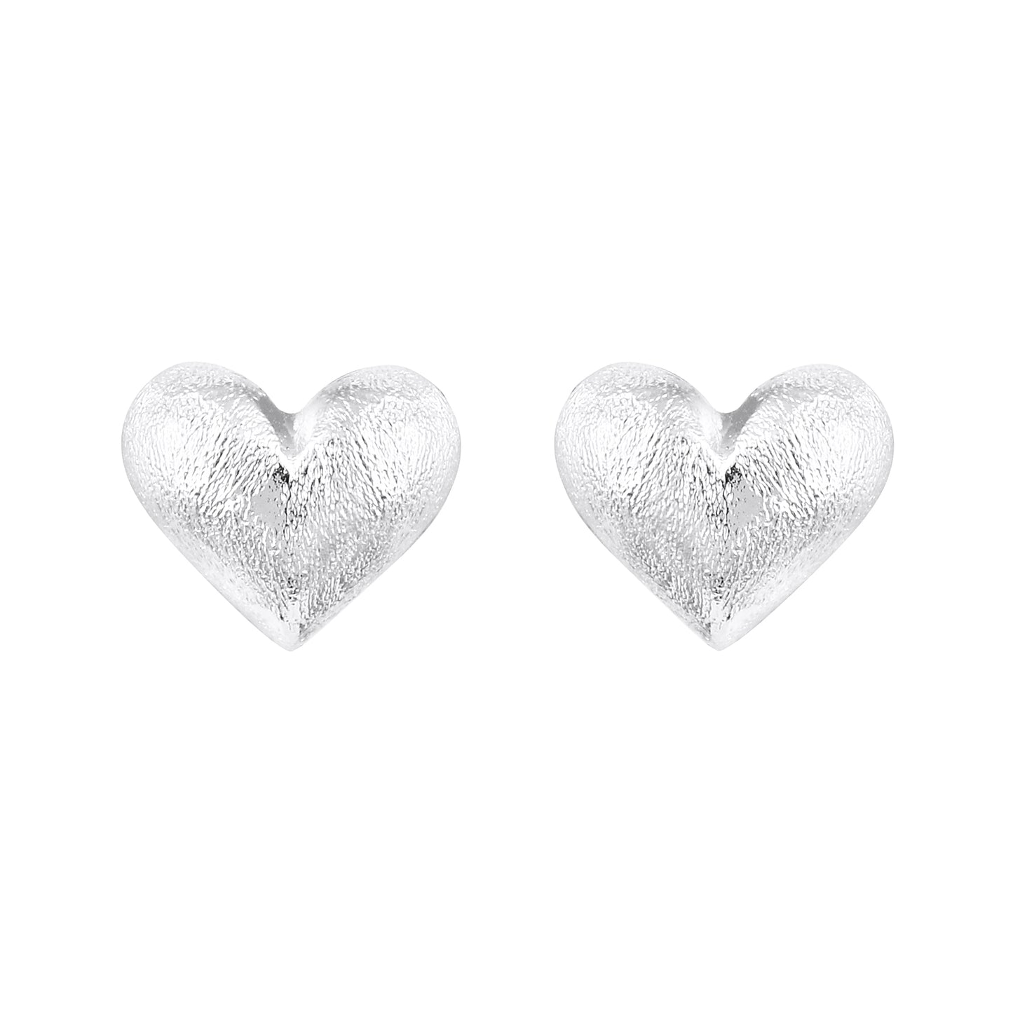 Heart Shape Textured Silver Plated Stud Earring