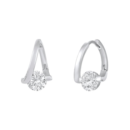 Triangular Modern Gleam Silver Plated Zircon Drop Earring