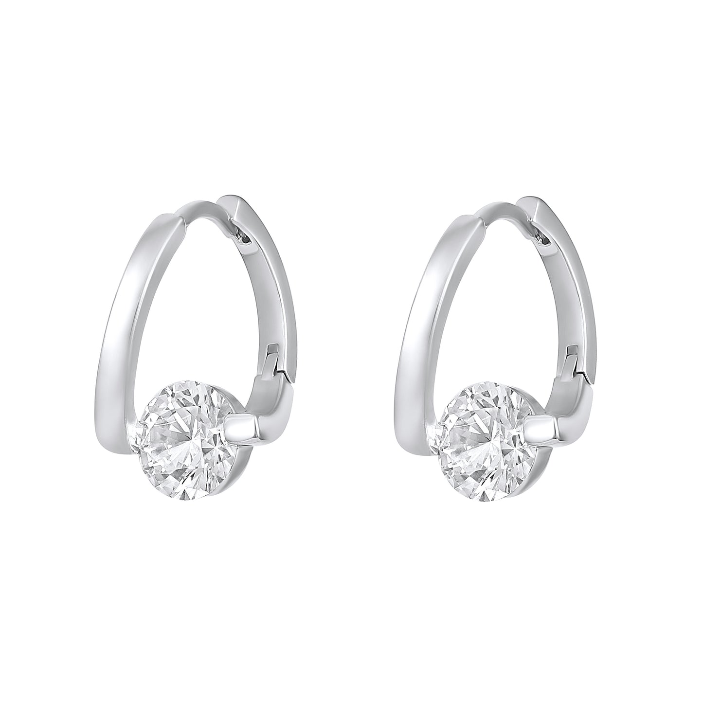Triangular Modern Gleam Silver Plated Zircon Drop Earring