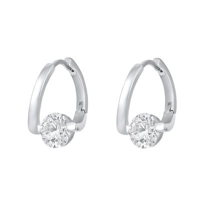 Triangular Modern Gleam Silver Plated Zircon Drop Earring