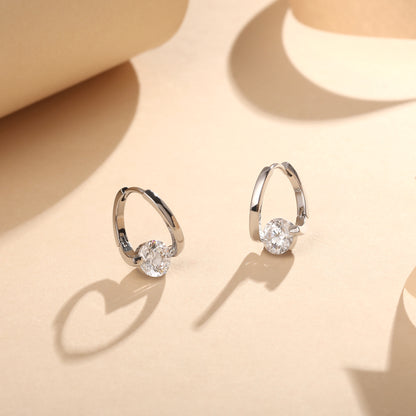 Triangular Modern Gleam Silver Plated Zircon Drop Earring