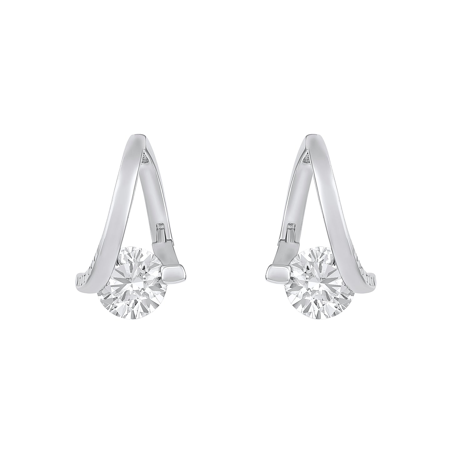 Triangular Modern Gleam Silver Plated Zircon Drop Earring