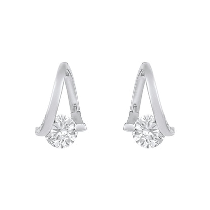 Triangular Modern Gleam Silver Plated Zircon Drop Earring