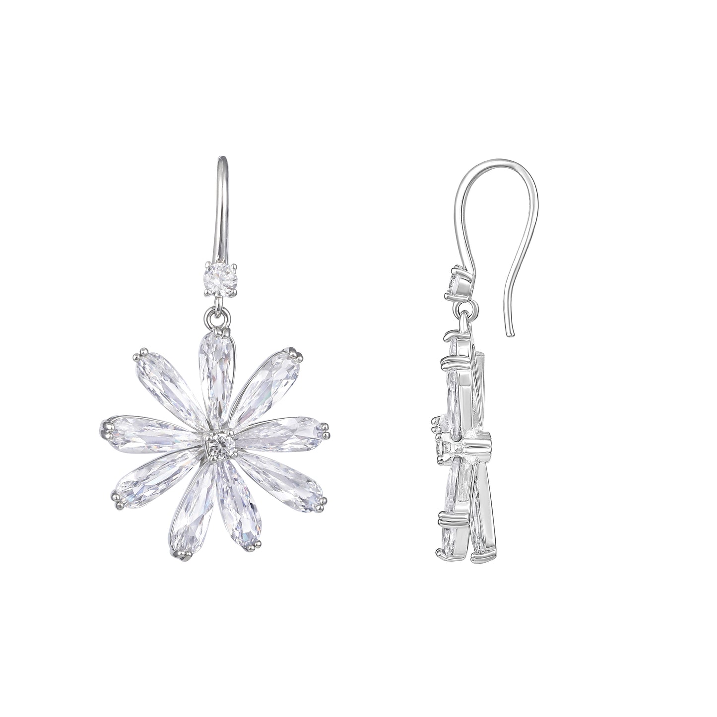 Bloom Frost Drops Silver Plated Zircon Dangle Earring