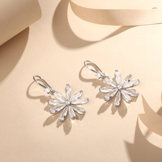 Bloom Frost Drops Silver Plated Zircon Dangle Earring