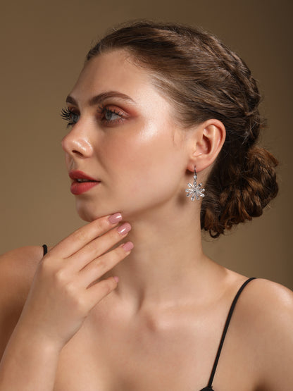 Bloom Frost Drops Silver Plated Zircon Dangle Earring