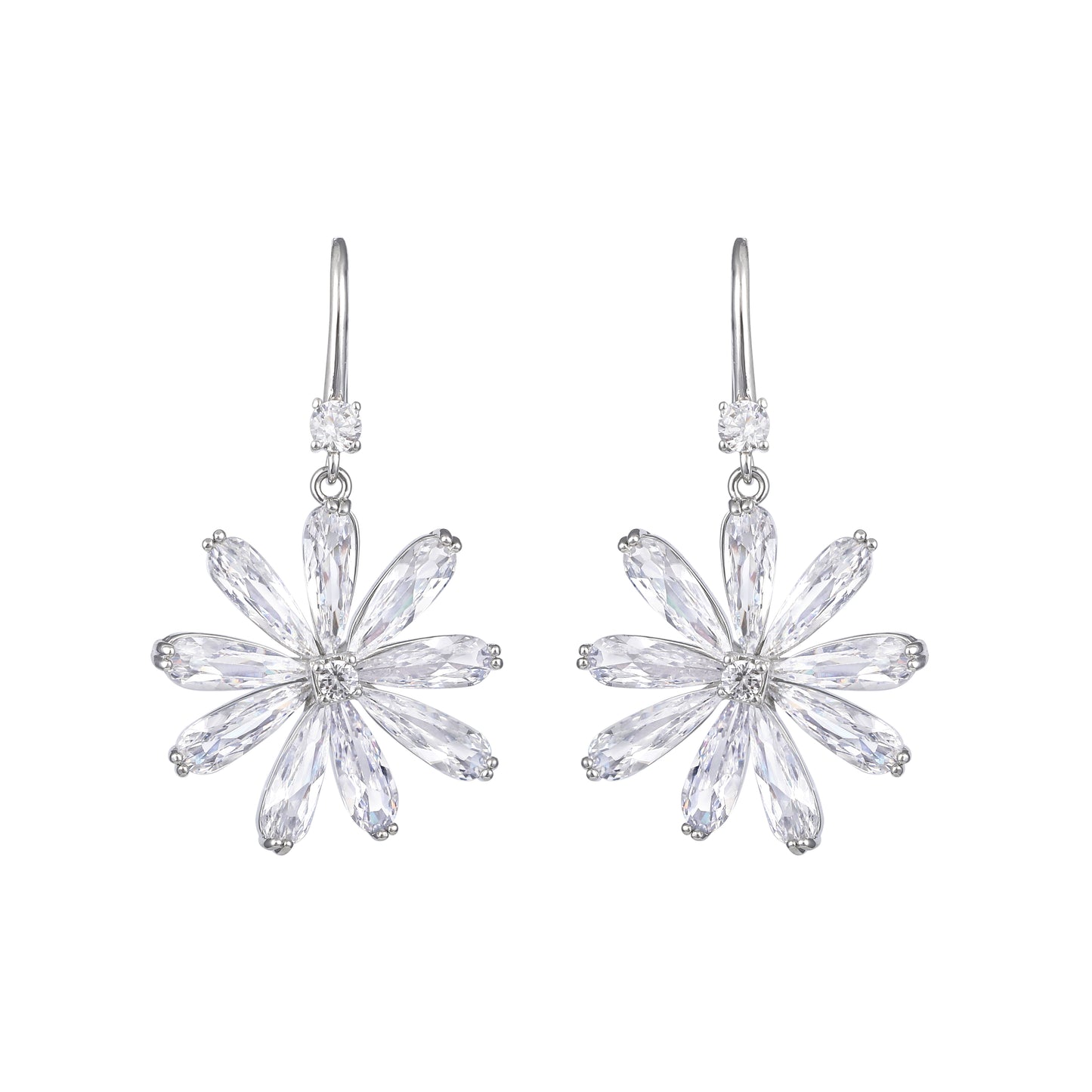 Bloom Frost Drops Silver Plated Zircon Dangle Earring