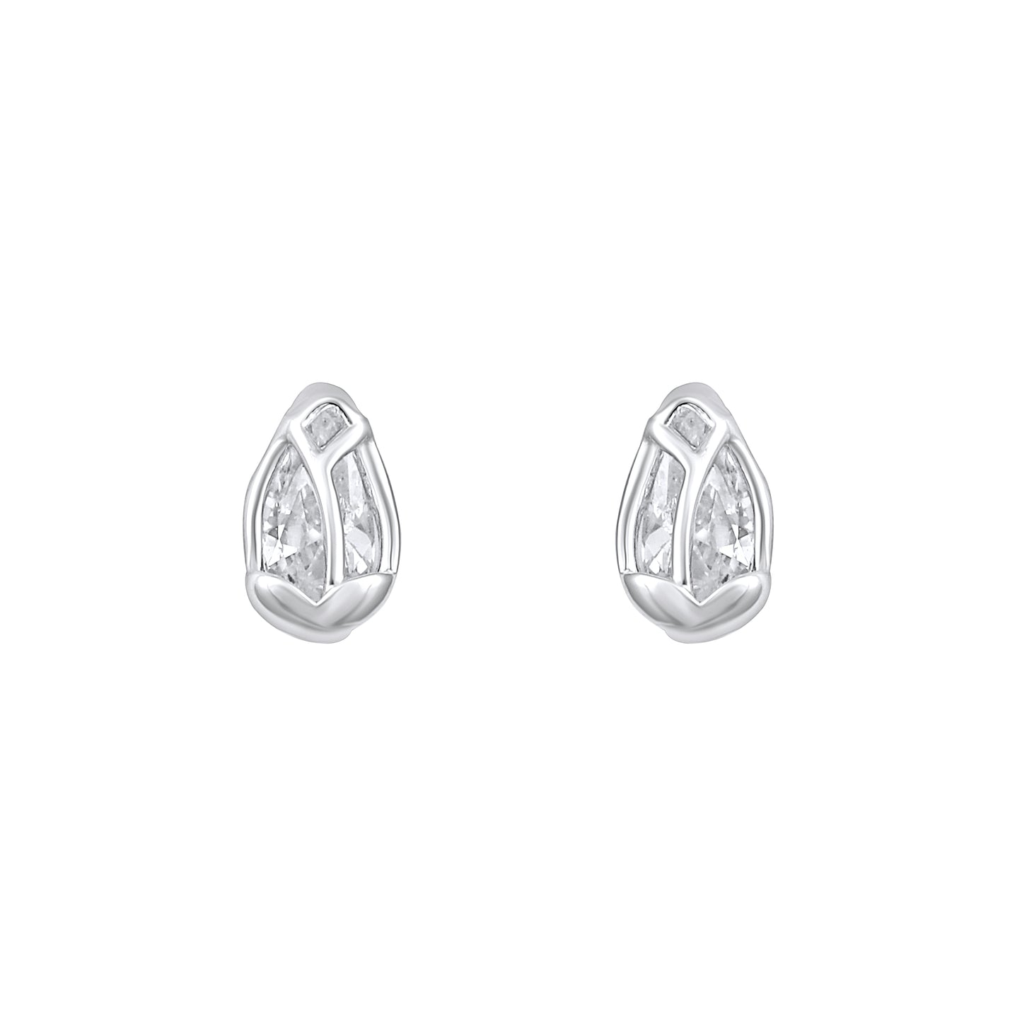 Rose Flower Shape Silver Plated Zircon Set Of 3 Stud Earring