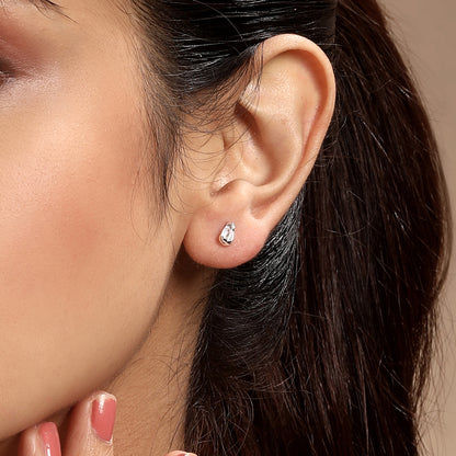 Rose Flower Shape Silver Plated Zircon Set Of 3 Stud Earring
