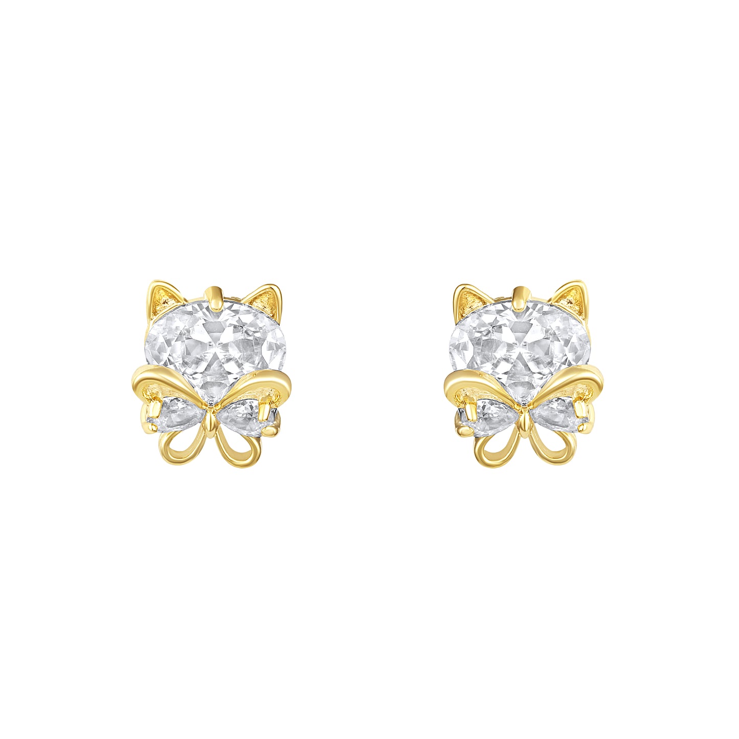 Flower and Butterfly Design 18KT Gold Plated Zircon Set Of 3 Stud Earring