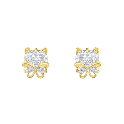 Flower and Butterfly Design 18KT Gold Plated Zircon Set Of 3 Stud Earring