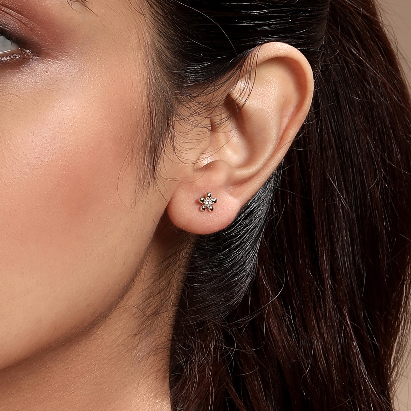 Flower and Butterfly Design 18KT Gold Plated Zircon Set Of 3 Stud Earring