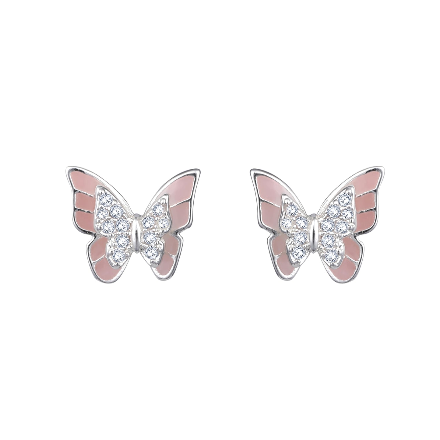 Charm Nest Butterfly Design Silver Plated Zircon Set Of 3 Stud Earring