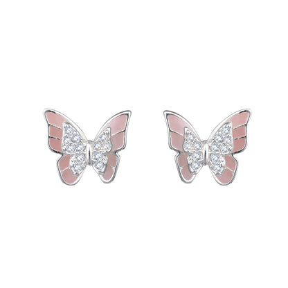Charm Nest Butterfly Design Silver Plated Zircon Set Of 3 Stud Earring