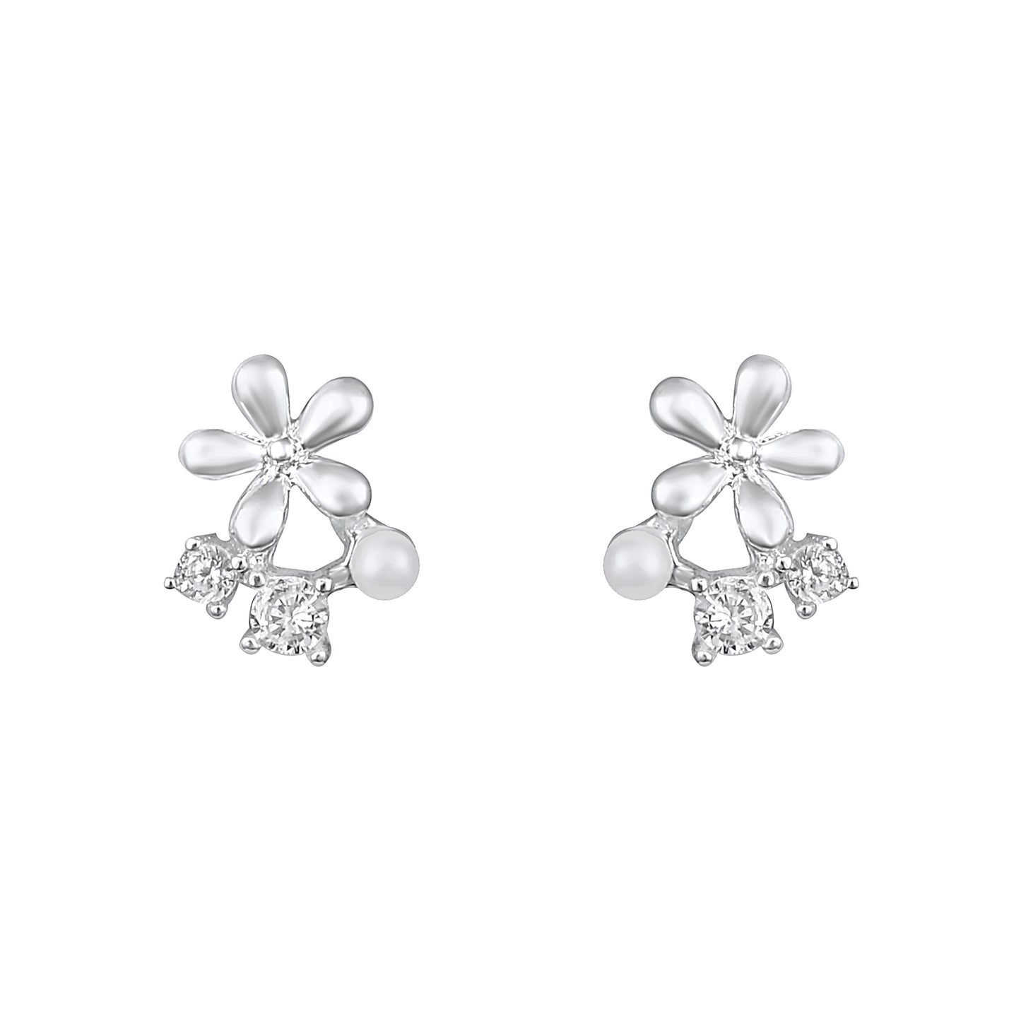 Charm Nest Butterfly Design Silver Plated Zircon Set Of 3 Stud Earring