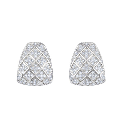 Curved Shape Radiant Silver Plated Zircon Stud Earring
