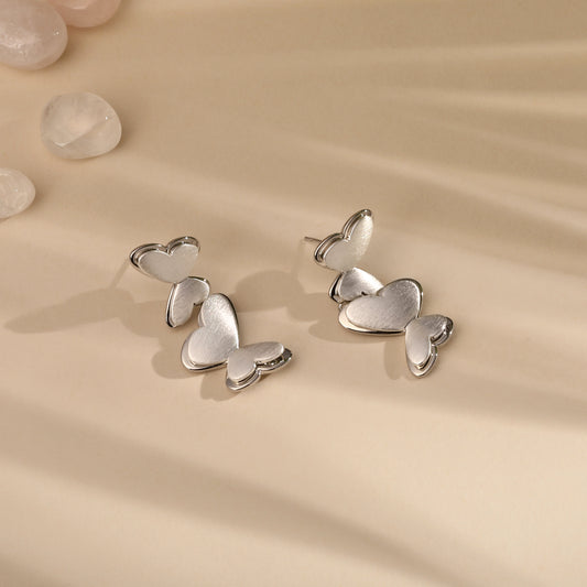 Love Wings Design Silver Plated Dangle Earring