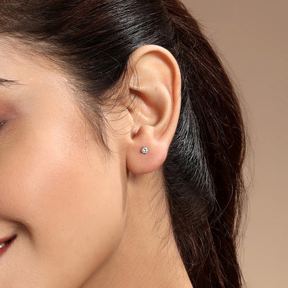 Flower Papillon Design Silver Plated Zircon Set Of 3 Stud Earring