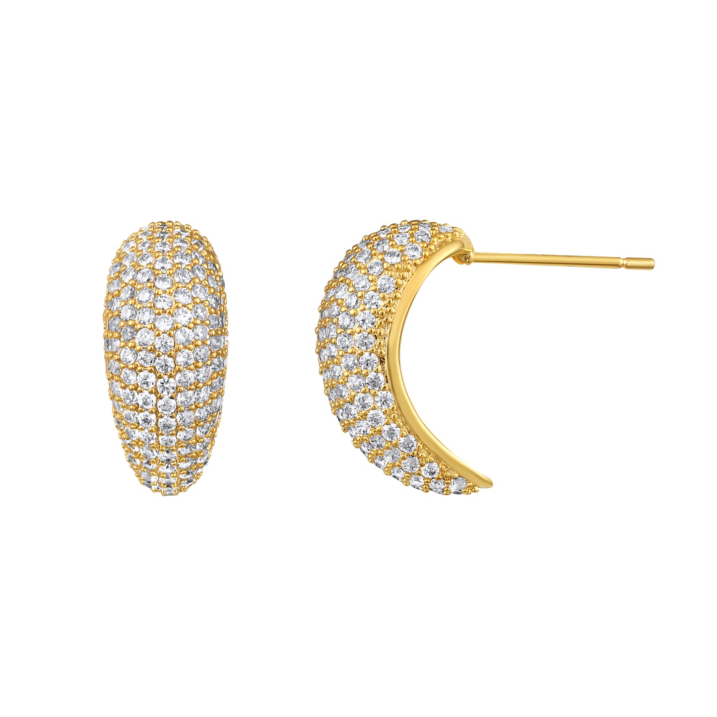 Crescent Moon Shape 18KT Gold Plated Zircon Stud Earring