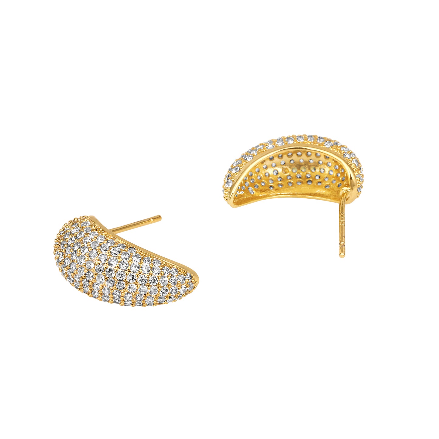 Crescent Moon Shape 18KT Gold Plated Zircon Stud Earring