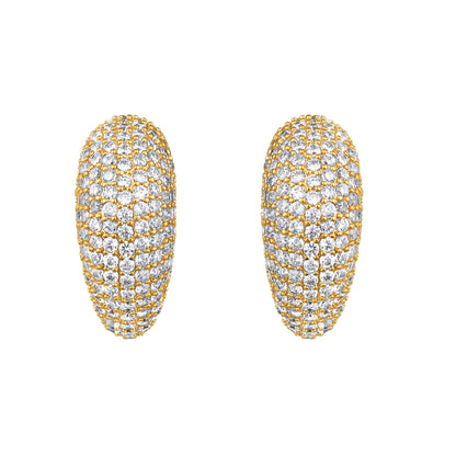 Crescent Moon Shape 18KT Gold Plated Zircon Stud Earring