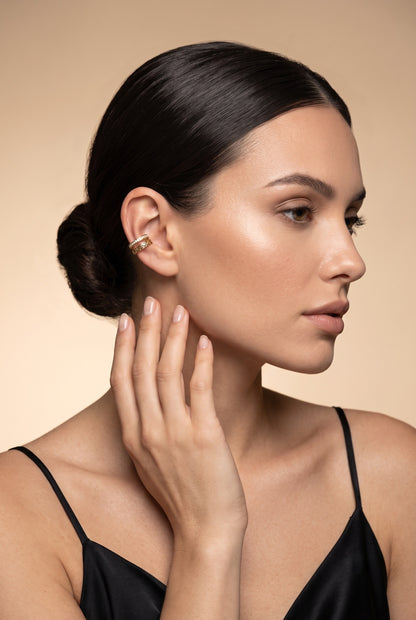 Chic Double Layer Zircon 18kt Gold Plated Ear Cuff
