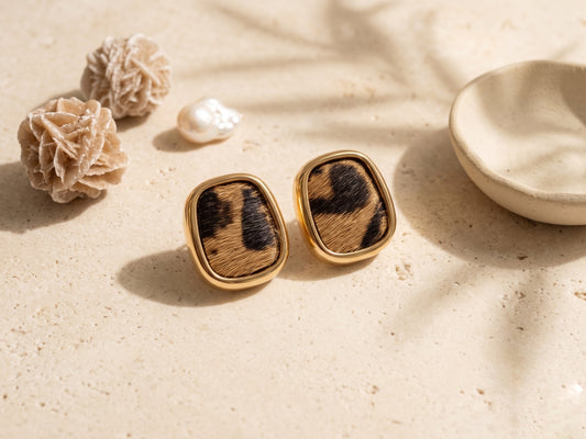 Trendy Leopard Print 18kt Gold Plated Studs Earring