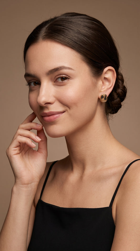 Trendy Leopard Print 18kt Gold Plated Studs Earring