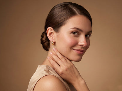 Chunky Hammered Huggie 18kt Gold Plated Hoops Earring