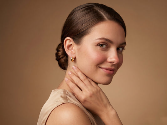 Chunky Hammered Huggie 18kt Gold Plated Hoops Earring