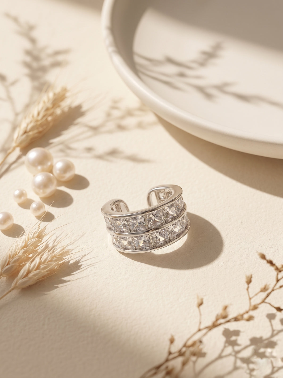 Sparkling Silver Zircon Ear Cuff Earring