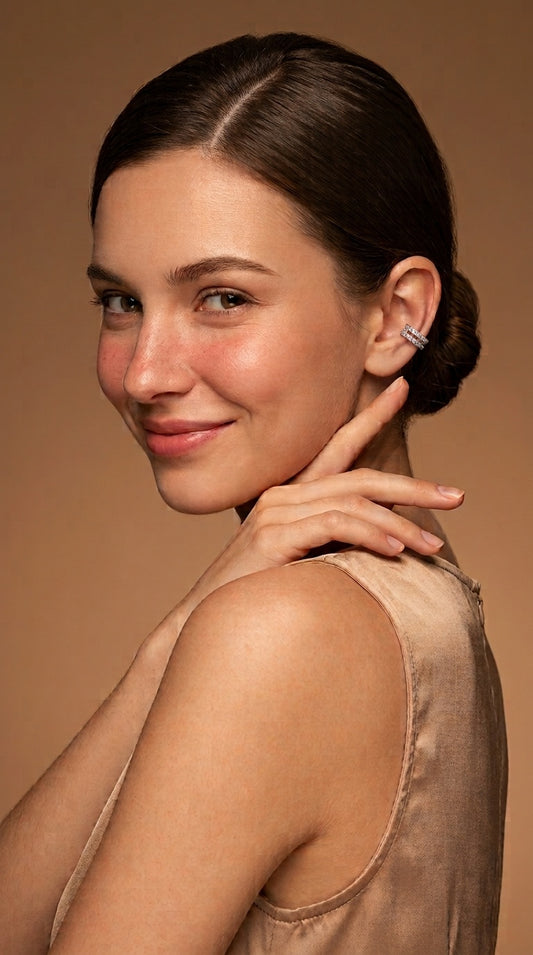 Sparkling Silver Zircon Ear Cuff Earring