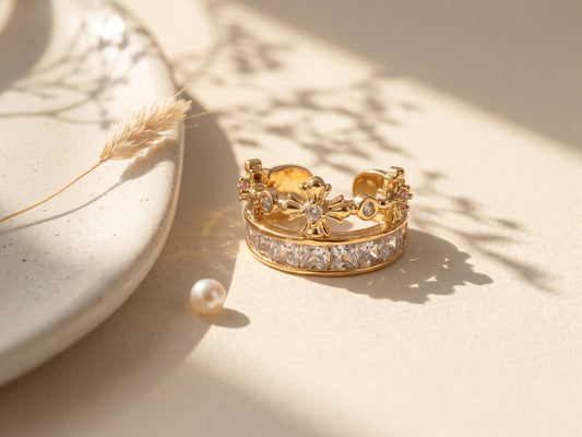 Royal Crown Zircon in 18kt Gold Plated Ear Cuff