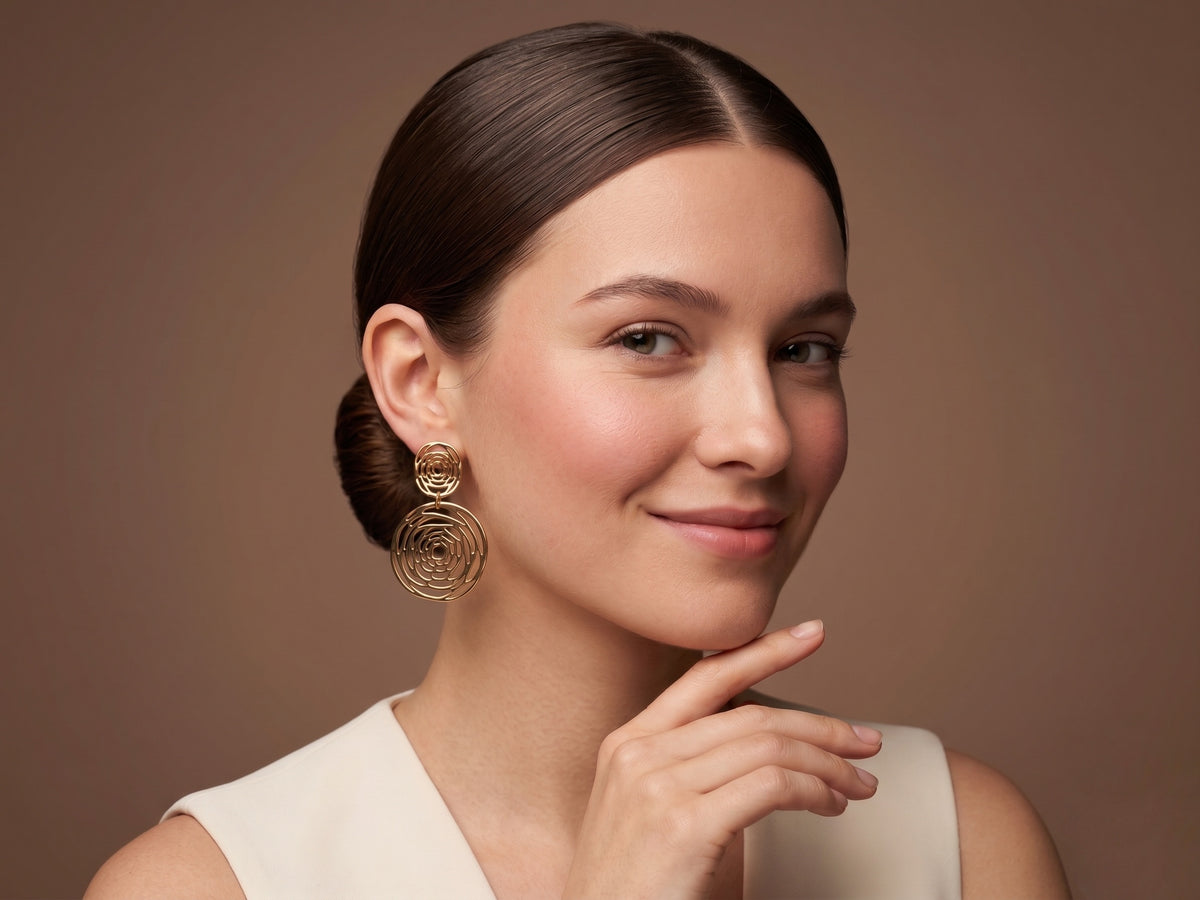 Swirl Openwork Drop 18kt Gold Plated Earring