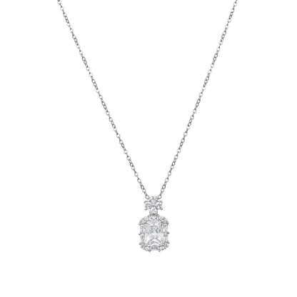 Creative Square Shape Silver Plated Zircon Pendant Chain