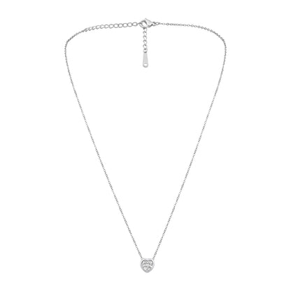 Elegant Heart Shape Silver Plated Zircon Pendant Chain