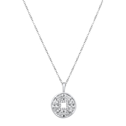 Geometric Round Shape Silver Plated Zircon Pendant Chain