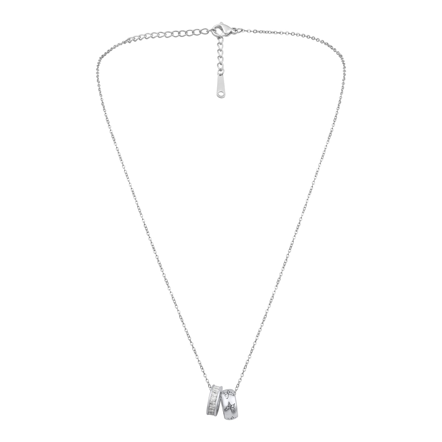 Personalized Ring Butterfly Design Silver Plated Zircon Pendant Chain