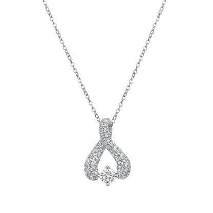 Locket Design Pear Shape Silver Plated Zircon Pendant Chain