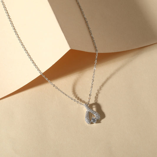 Locket Design Pear Shape Silver Plated Zircon Pendant Chain