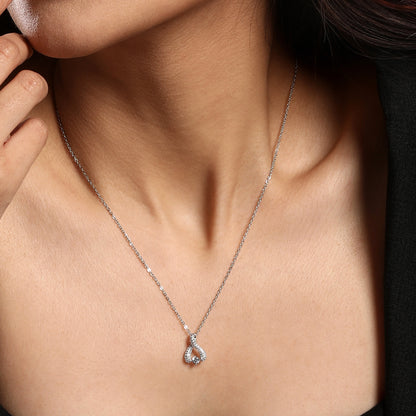 Locket Design Pear Shape Silver Plated Zircon Pendant Chain