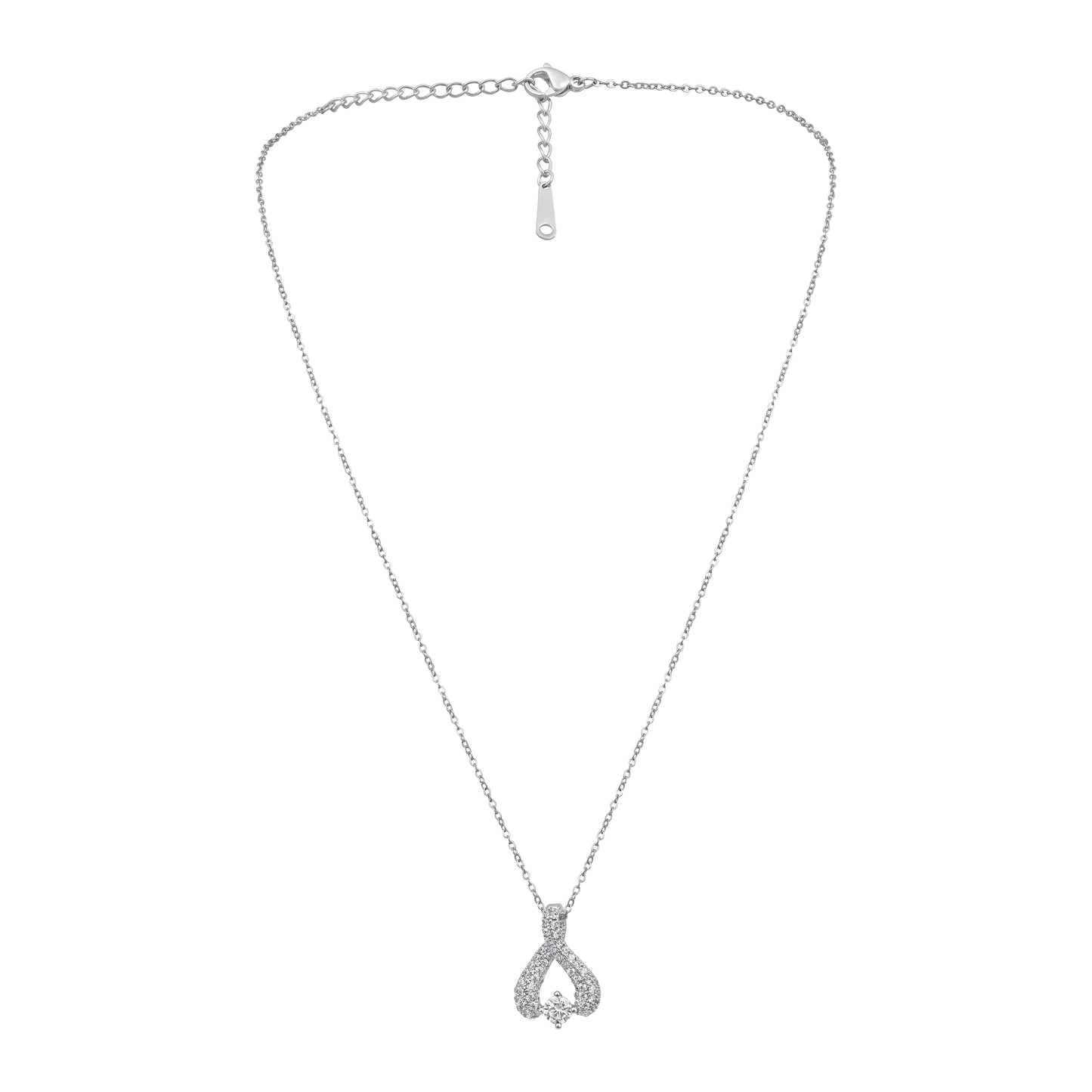 Locket Design Pear Shape Silver Plated Zircon Pendant Chain