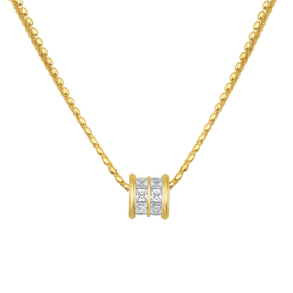 Trendy Creative Cylinder 18KT Gold Plated Zircon Pendant Chain