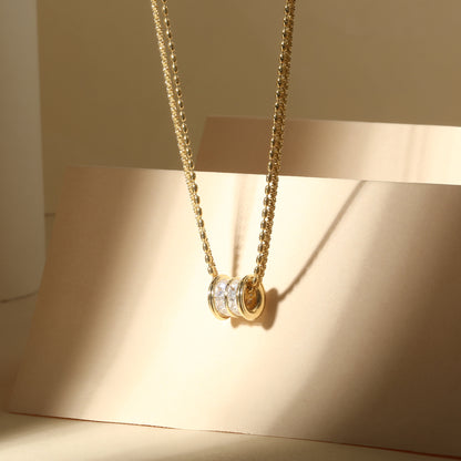 Trendy Creative Cylinder 18KT Gold Plated Zircon Pendant Chain