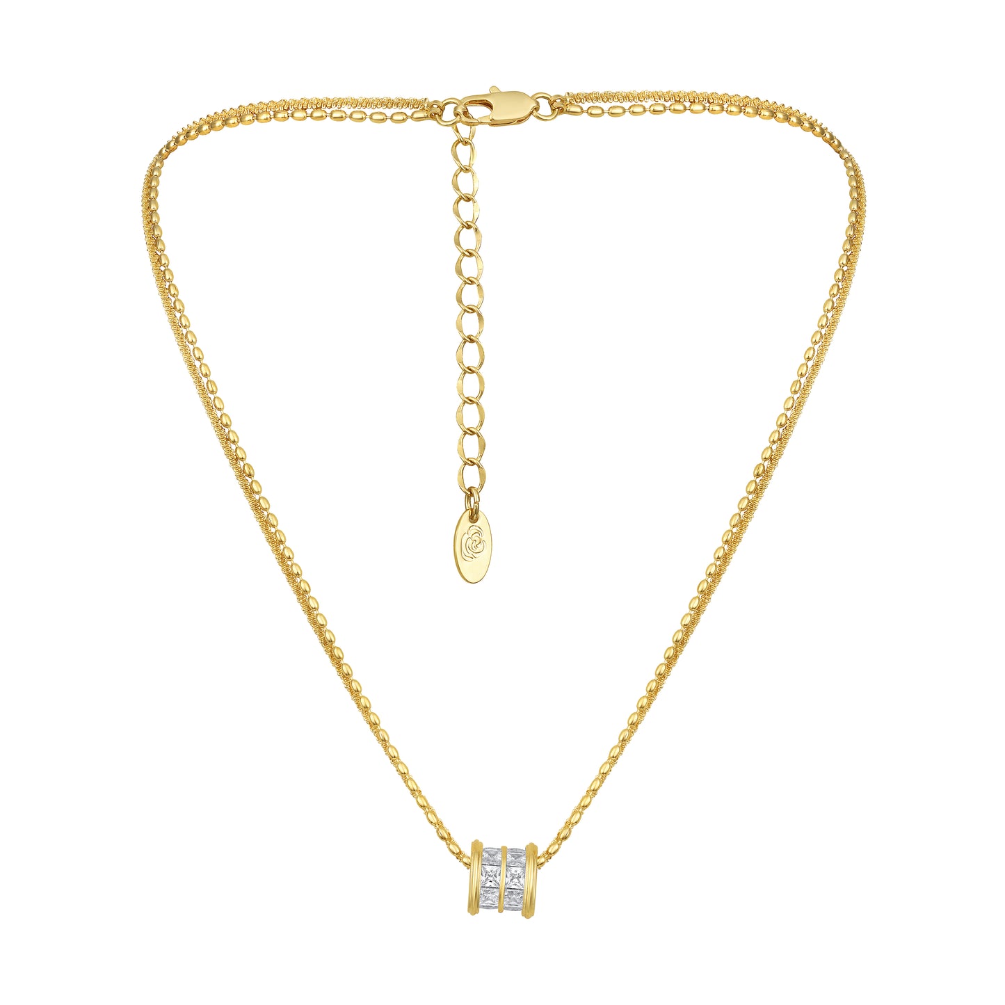 Trendy Creative Cylinder 18KT Gold Plated Zircon Pendant Chain